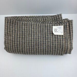 100% Wool Fabric 2.75 Yards x 61" Brown Navy Blue Check Plaid Suiting Fabric